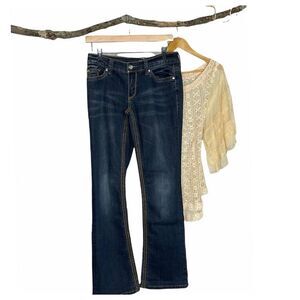 SEVEN7 Baby Bootcut Embellished Studded Jeans